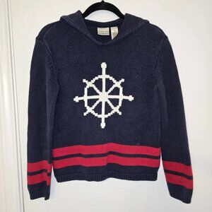 Distressed Liz Claiborne Womens Nautical Themed Sweater Sz PS Sailor Marine Blue